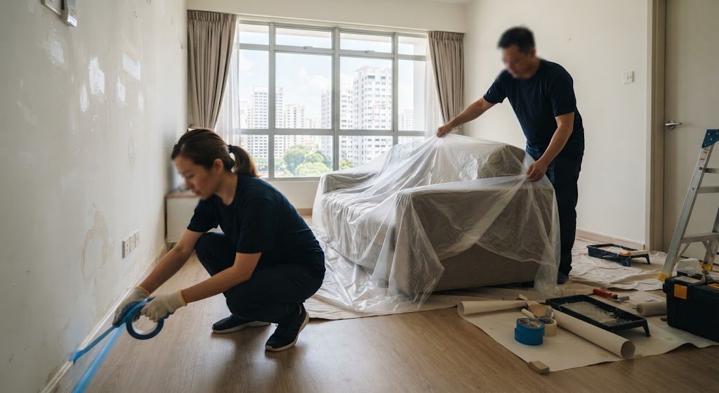 Yuscoat painters preparing a room
