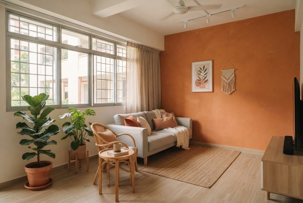 Freshly painted living room in a Singapore home